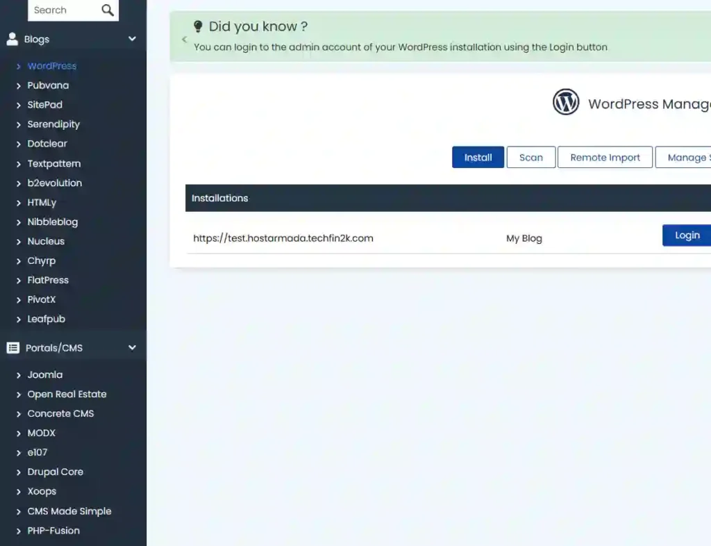 HostArmada cPanel Softaculous Apps Installer showing WordPress Joomla Drupal Laravel 1-click install options.
