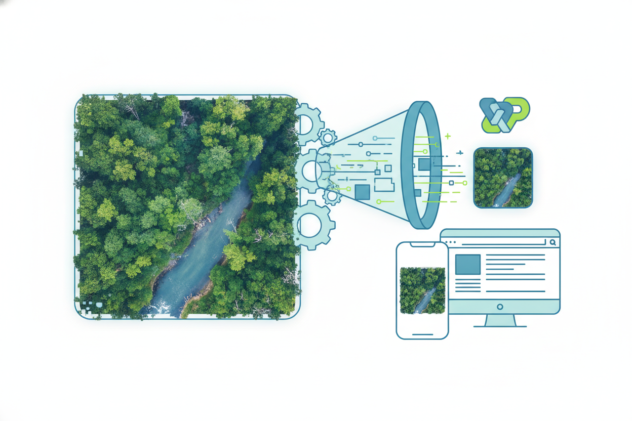 Illustration of compressing and serving optimized WordPress images
