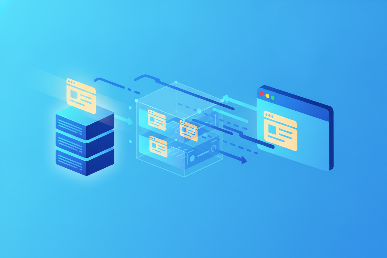 Illustration of server-side page caching for a faster WordPress website