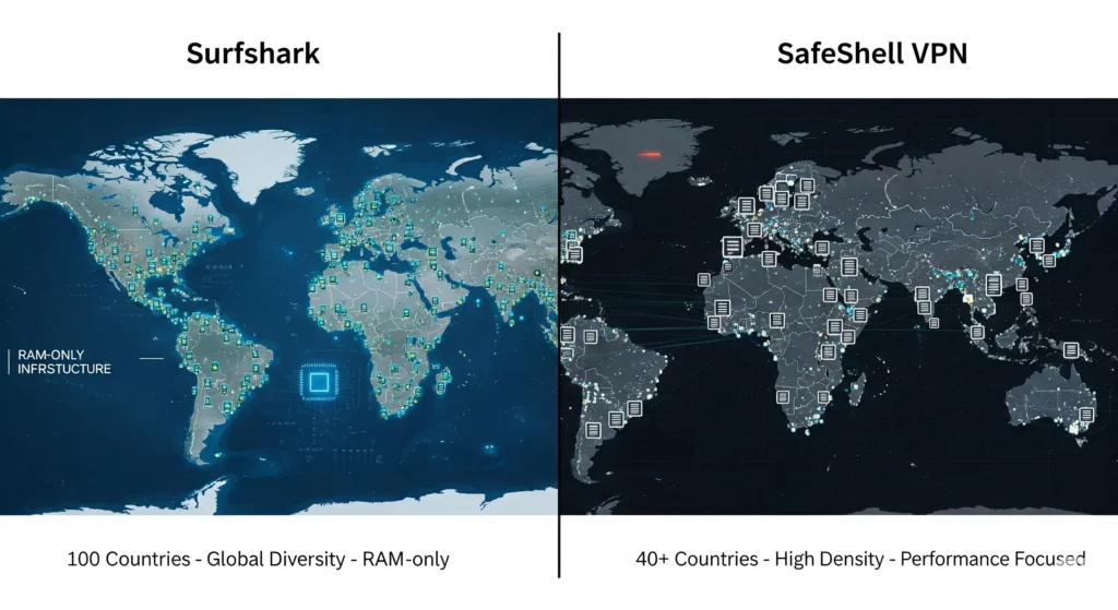 Surfshark Vs SafeShell VPN Infrastructure Surfshark Vs SafeShell VPN Infrastructure