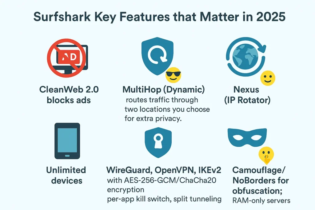 Surfshark key features Surfshark key features