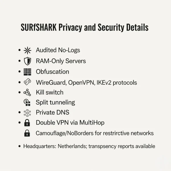 Surfshark privacy and security details Surfshark privacy and security details