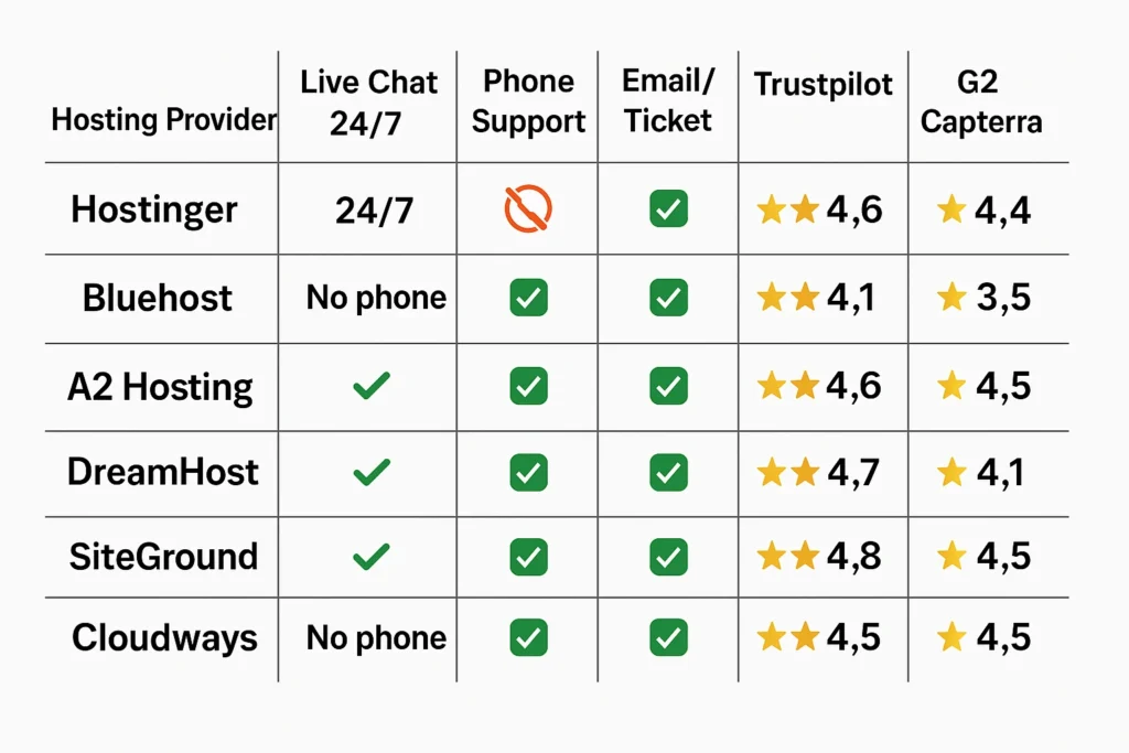 customer support comparision