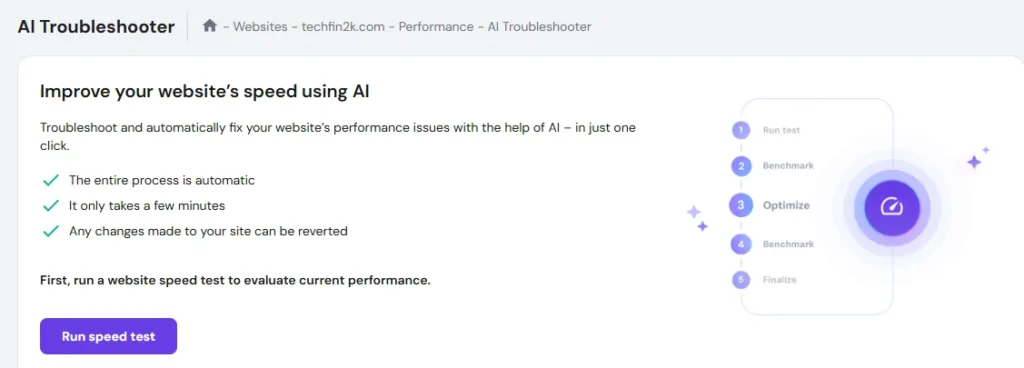 Hostinger AI Troubleshooter improving WordPress performance