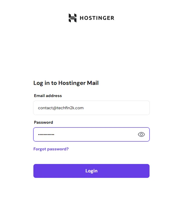 Hostinger webmail inbox interface showing email composition and management features