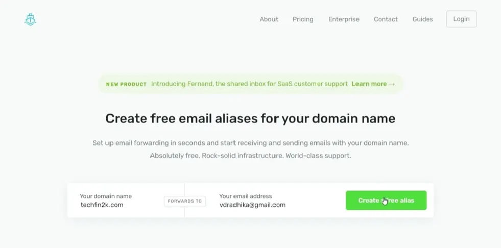 ImproveMX dashboard showing the add domain interface with domain name input field