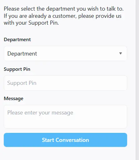 Verpex live chat interface