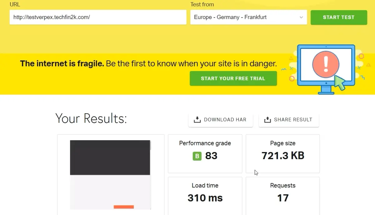 Pingdom results with heavy plugins